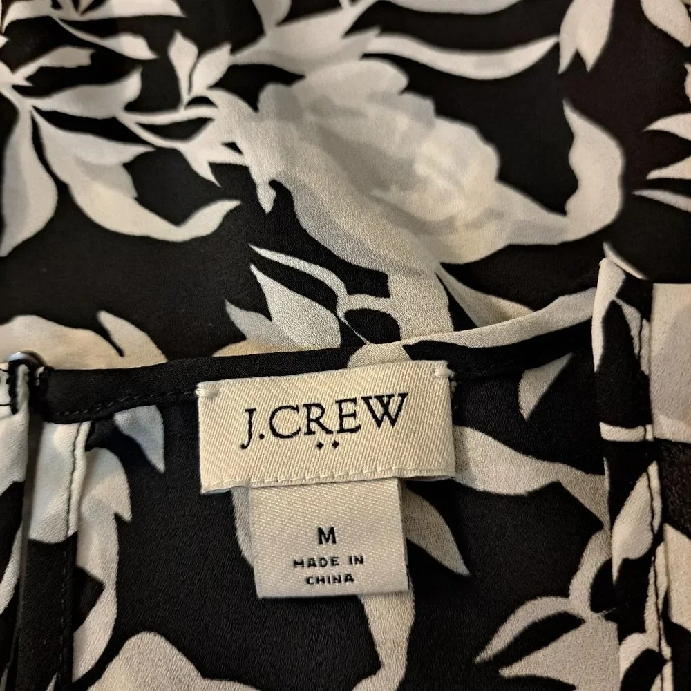 J. Crew Flowy Comfy Long Sleeve Floral Smocked Cuff Blouse - Career Business - M